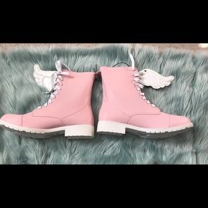 Kawaii winged combat boots